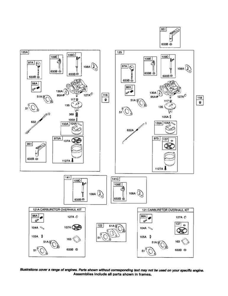 Carburetor Diagram and Parts List for 204300 0036-1162 Briggs and Stratton Engine